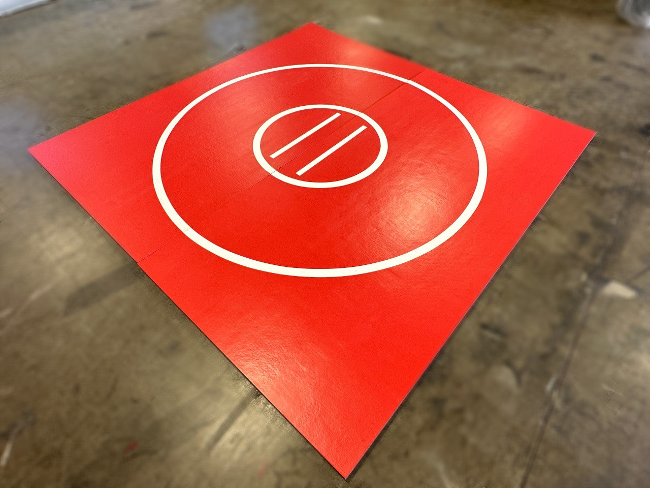 Clearance 10' x 10' x 1 3/8" Roll-Up Wrestling Mat Red with White Circles