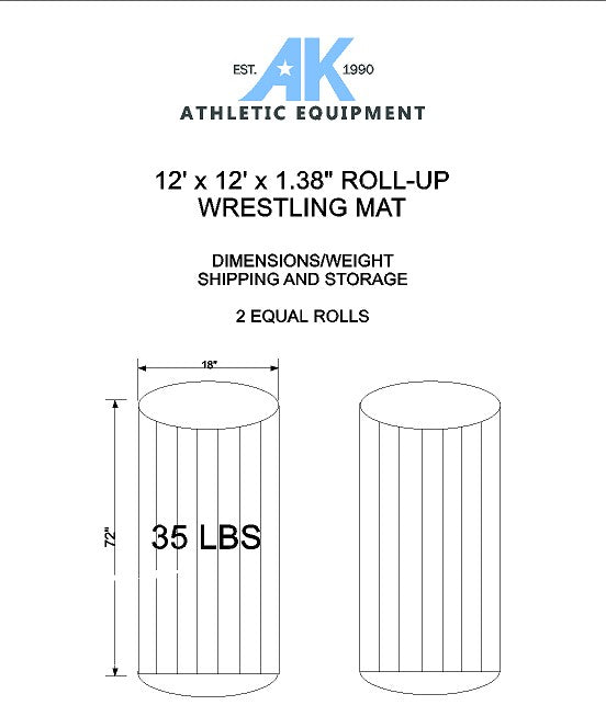 12' x 12' x 1 3/8" Roll-Up Wrestling Mat