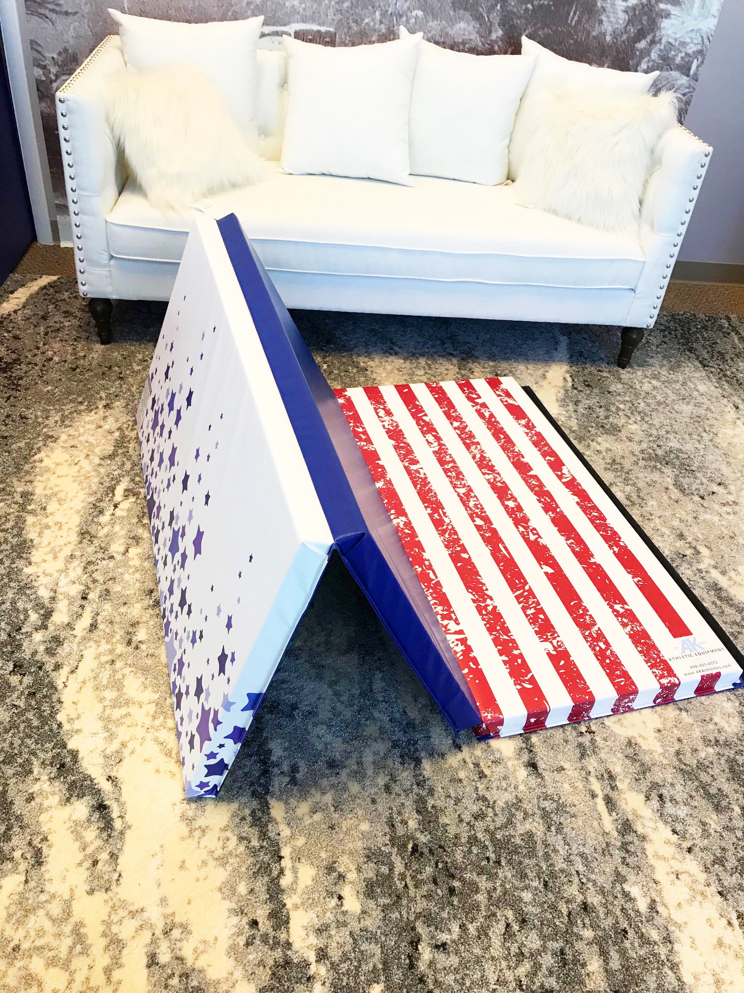 Red White and Blue 4' x 6' x 2" Intermediate Level Folding Gymnastics Mat