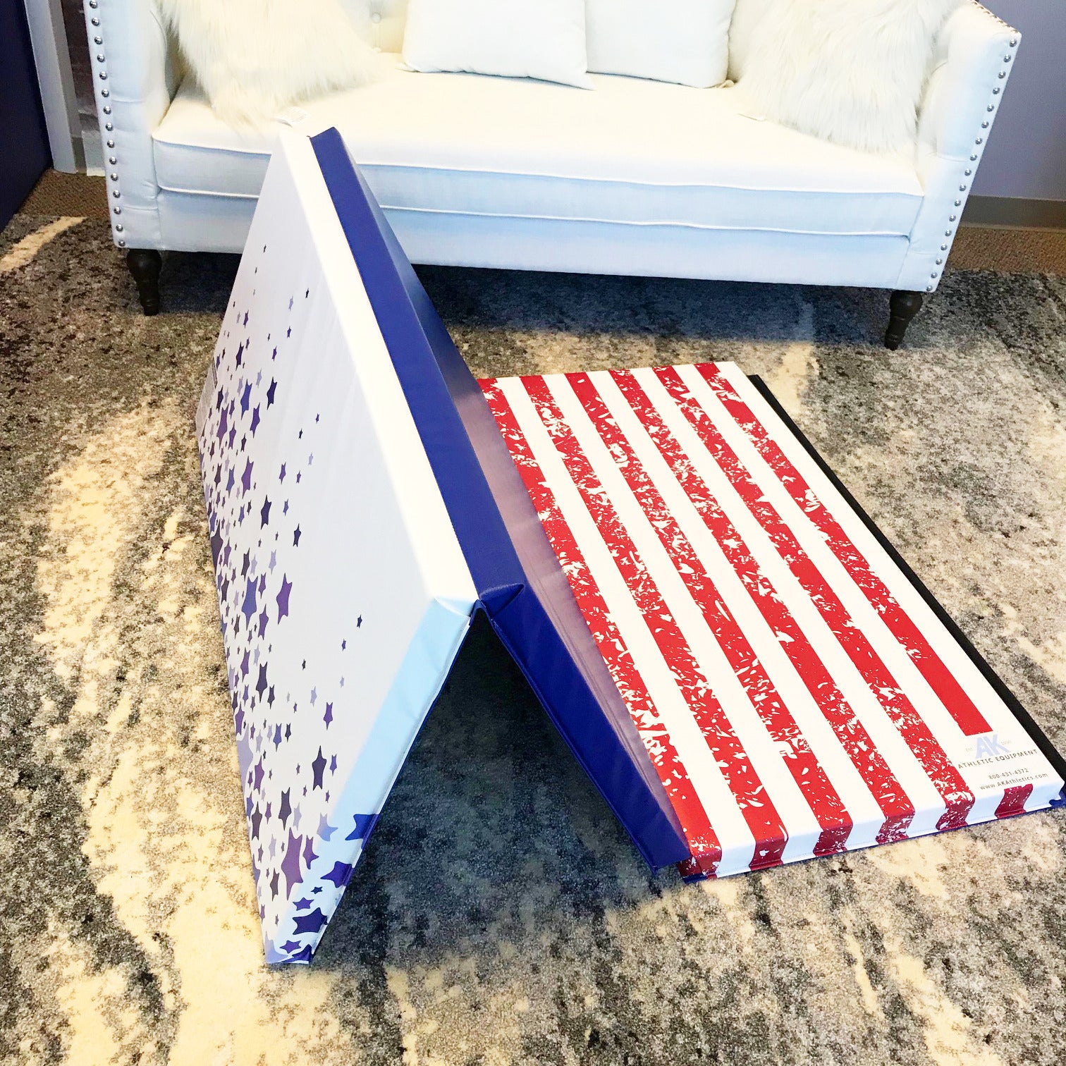 Red White and Blue 4' x 6' x 2" Intermediate Level Folding Gymnastics Mat