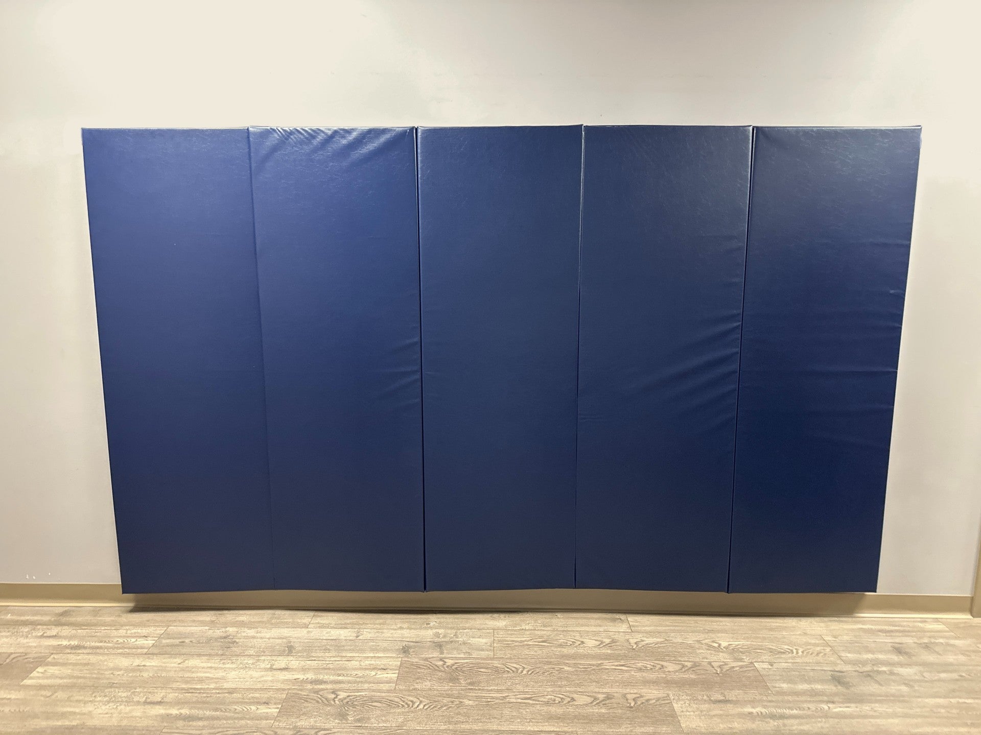 Clearance 6' Tall x 10' Wide x 2" Thick Removable Folding Gym Wall Pad- Texan Blue Repaired on Backside