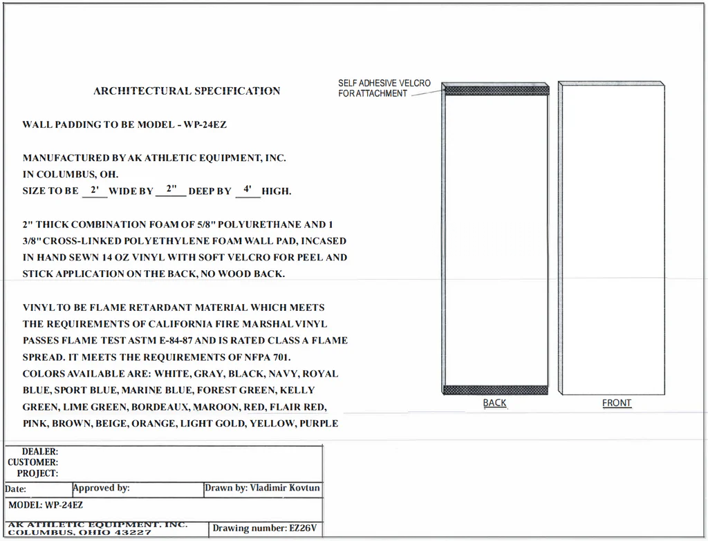 Easy Stick Wall Pads 4' tall x 2' wide