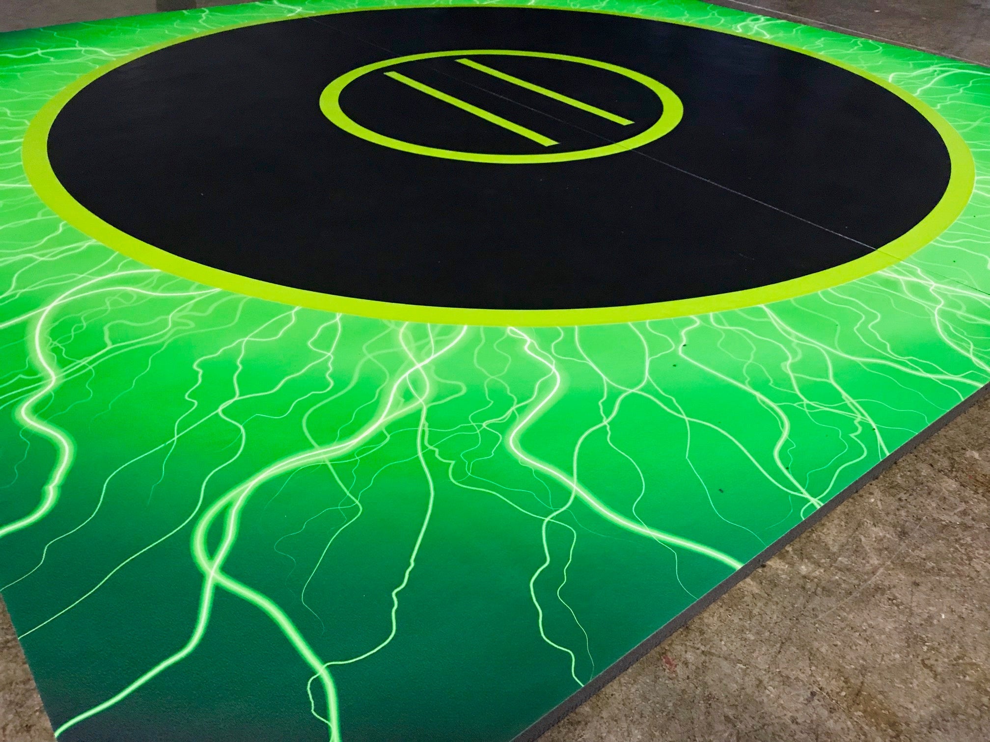 QUICKSHIP 8' x 8' x 1 3/8" Digital Print Lightning Roll-Up Wrestling Mat