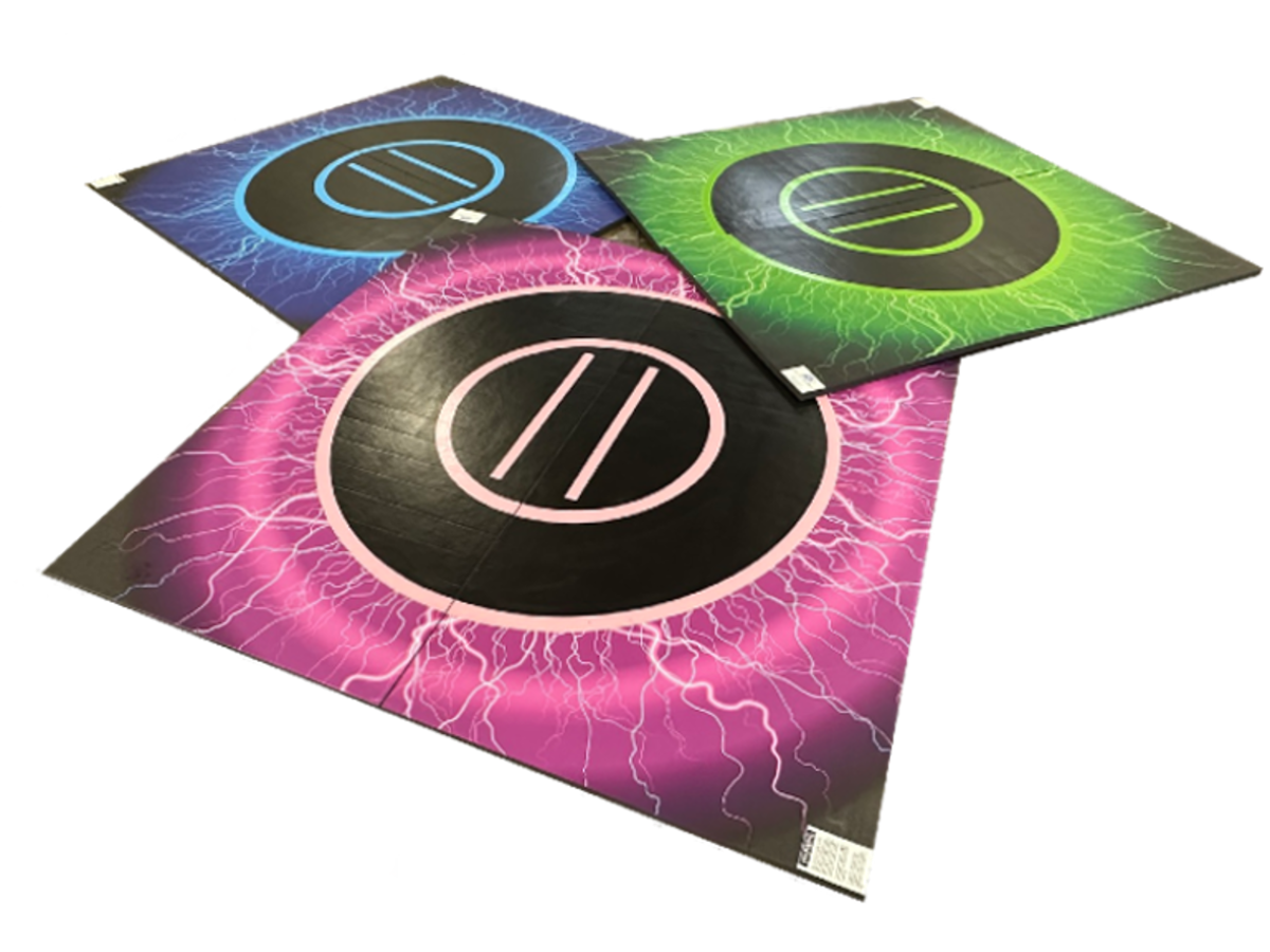 QUICKSHIP 8' x 8' x 1 3/8" Digital Print Lightning Roll-Up Wrestling Mat
