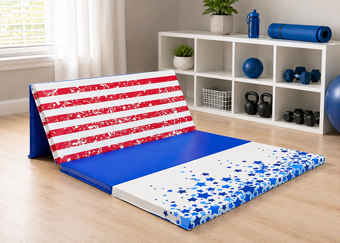 Red White and Blue 4' x 6' x 2" Intermediate Level Folding Gymnastics Mat