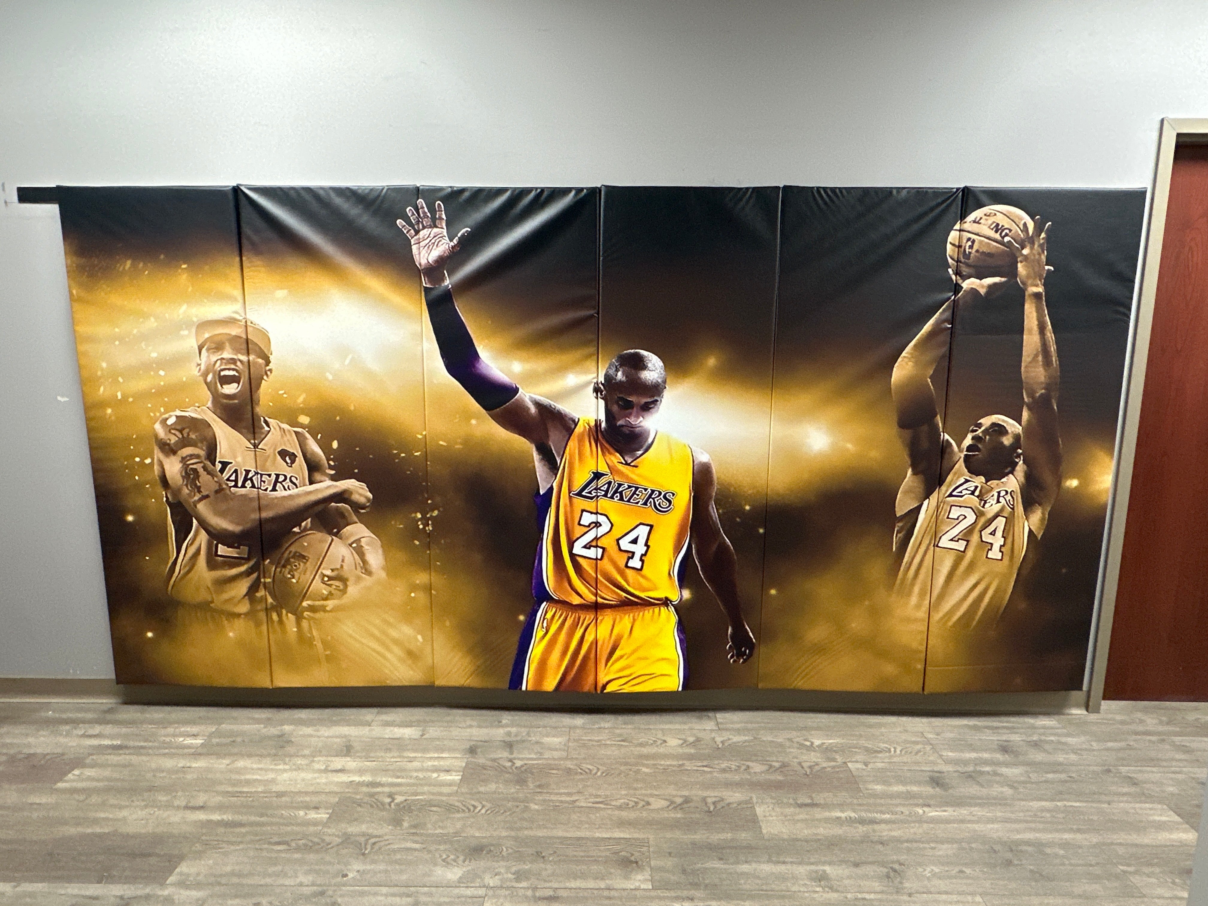 Clearance Digitally Printed 6' x 12' x 2" Removable Folding Gym Wall Pad- Kobe Logo