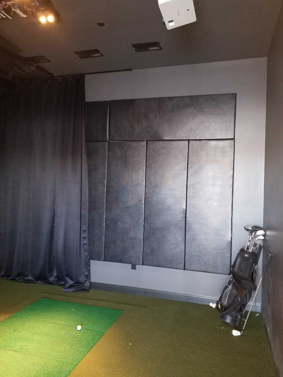 Black Golf Simulator Wall Pads made in the USA