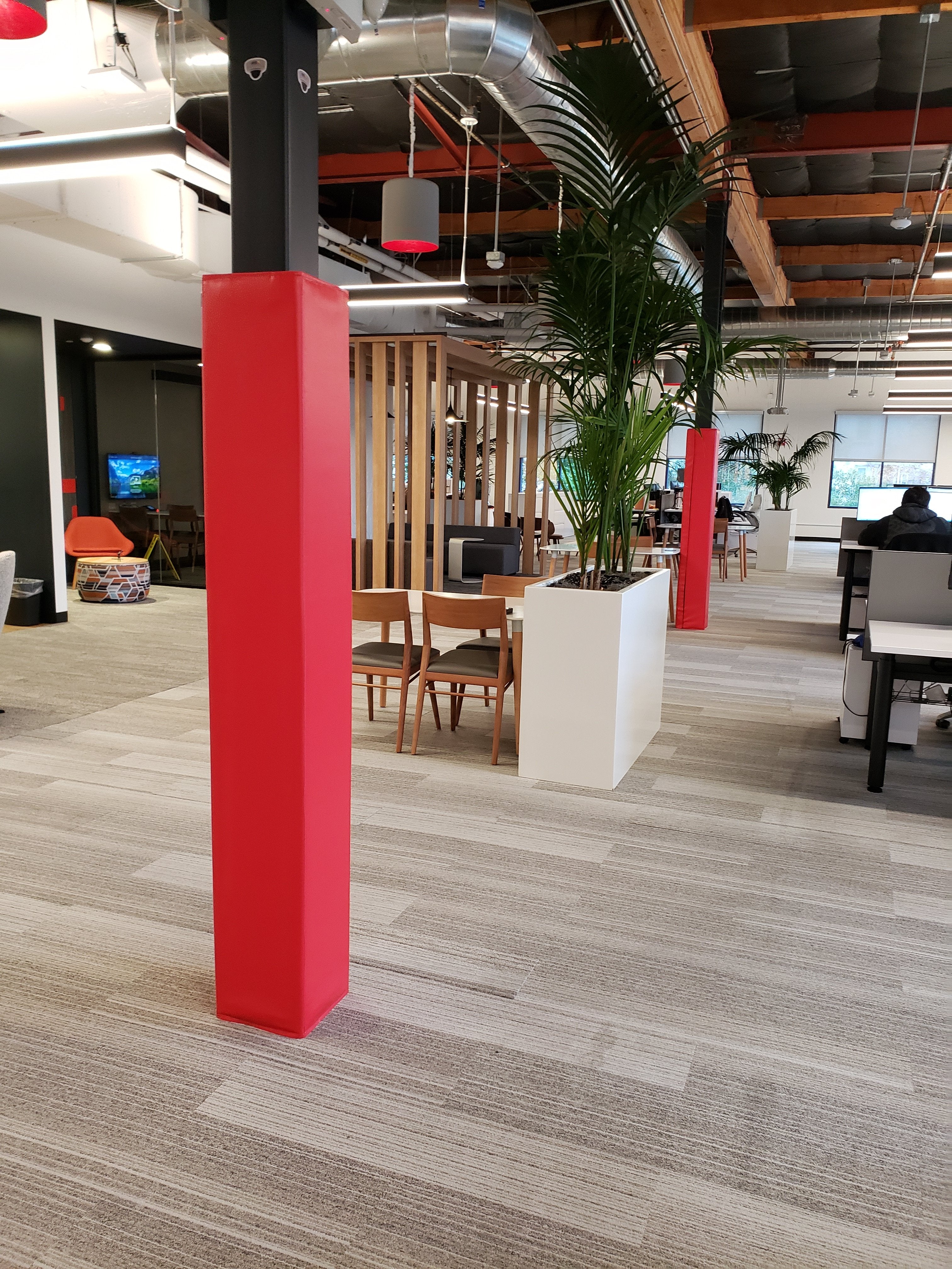 Indoor foam safety padding protects and styles any office, building or high use area.