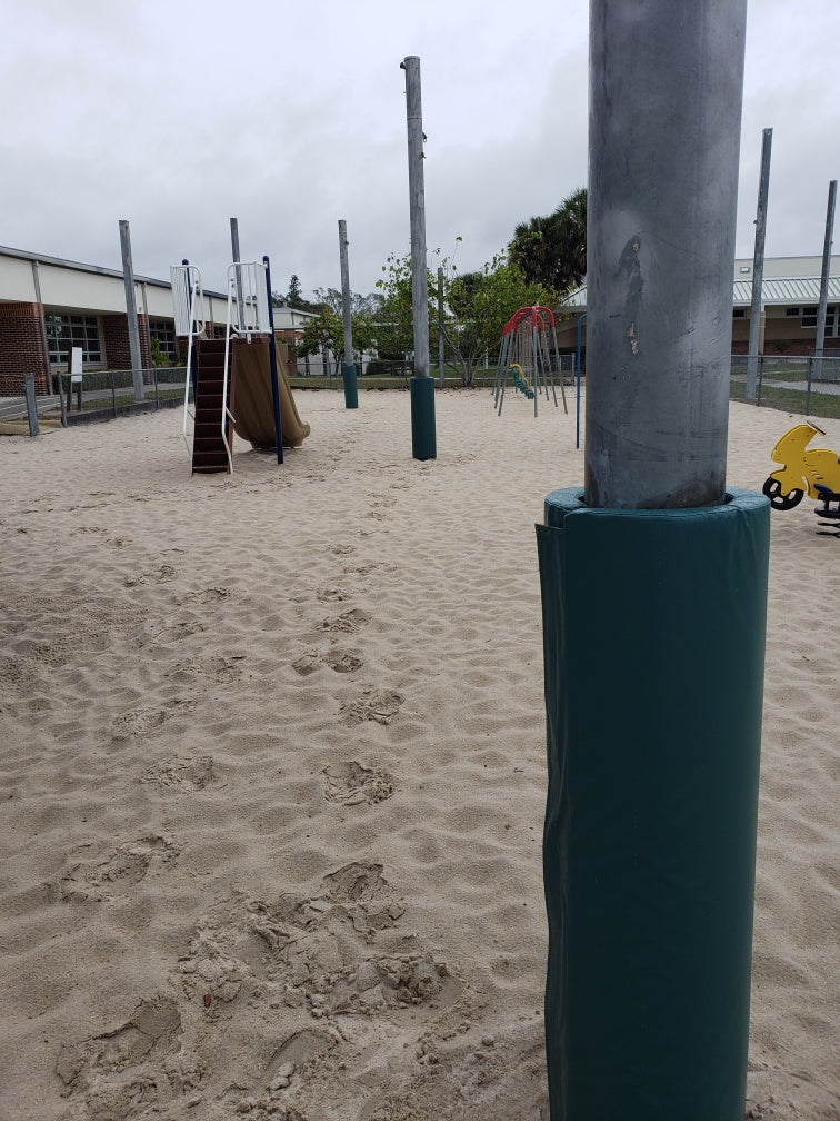 Outdoor playground green pole safety pad