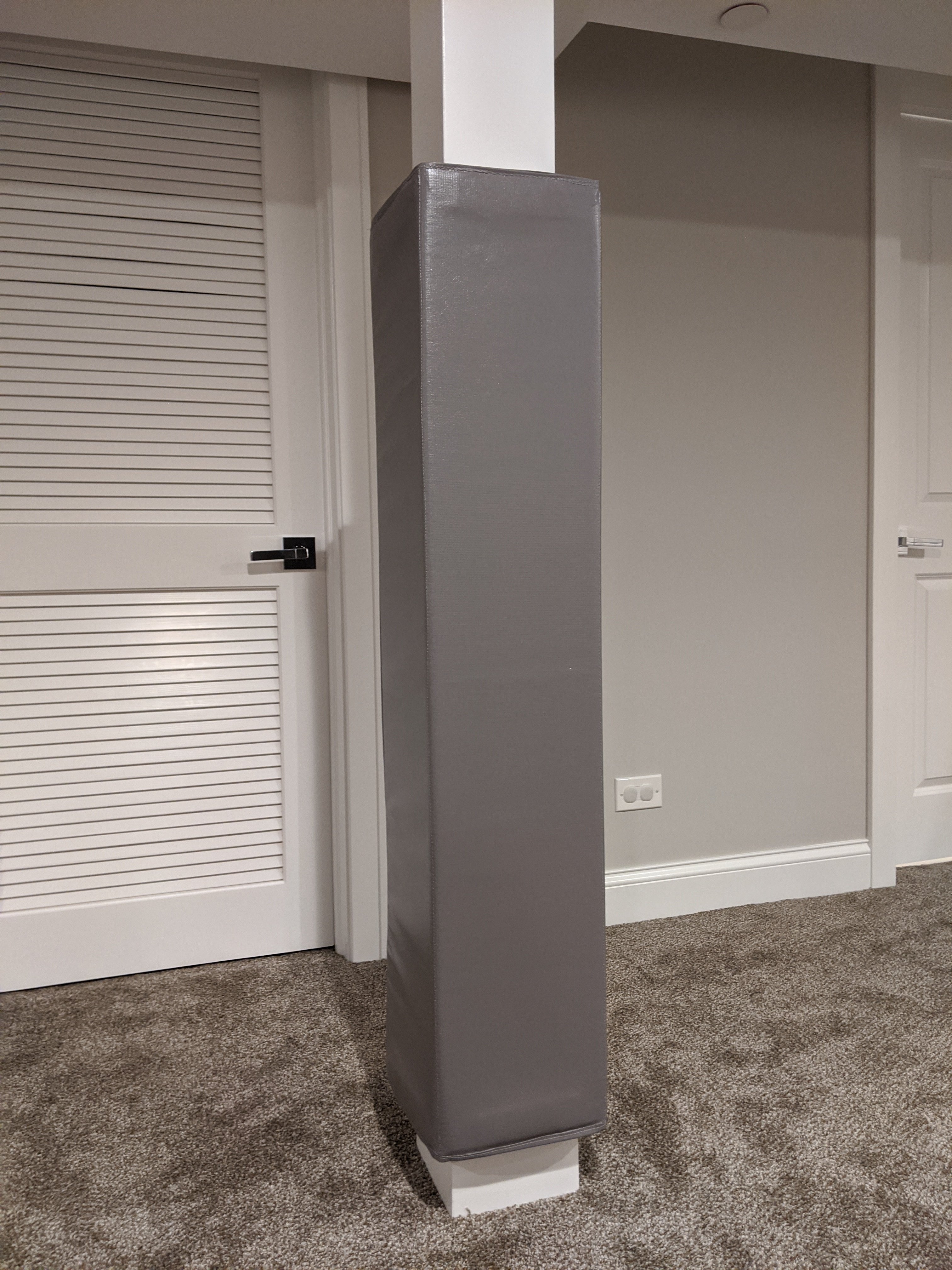Home basement playroom square post pad grey