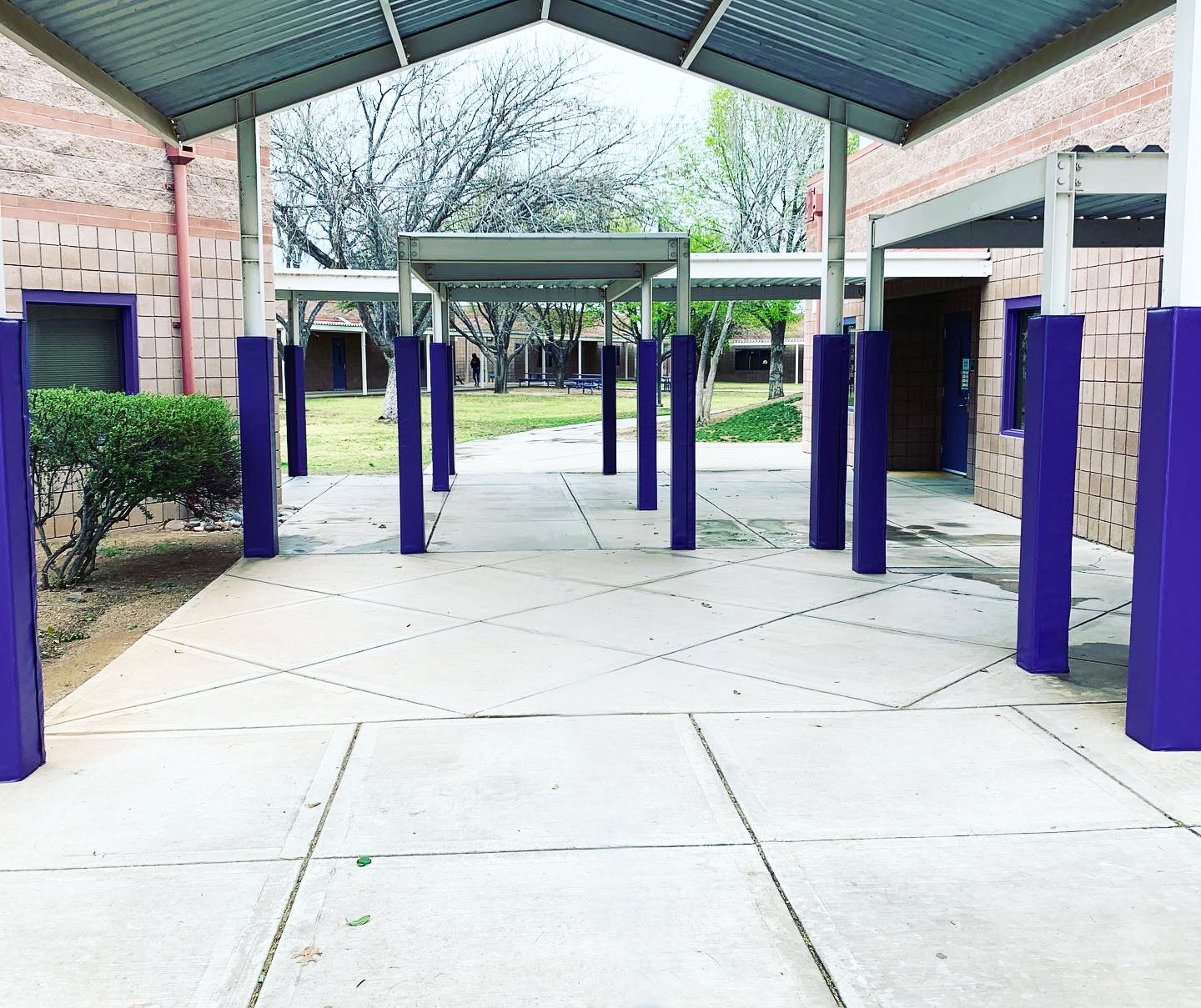School Courtyard outdoor pole square pole pad - purple 