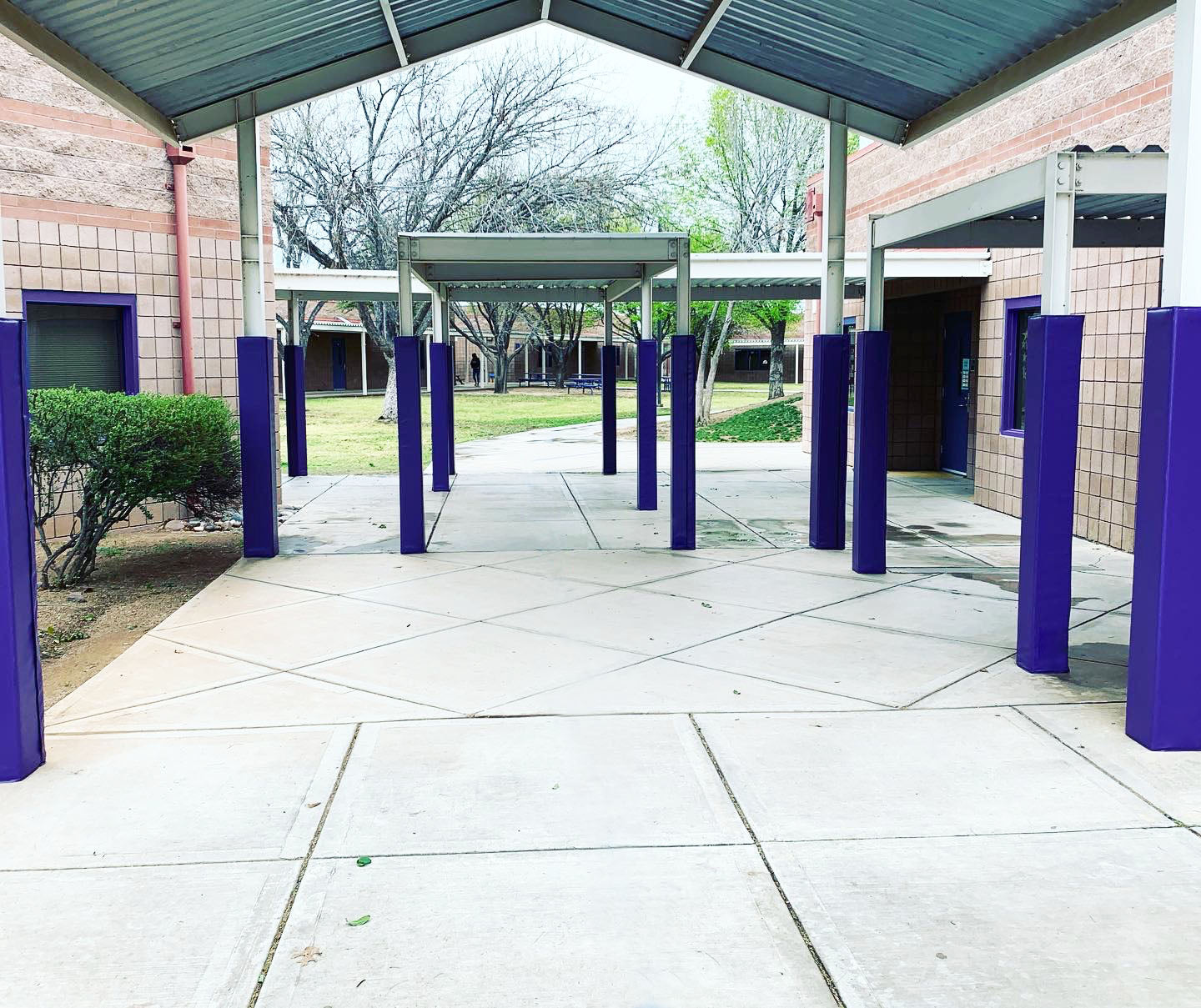 School Courtyard outdoor pole square pole pad - purple