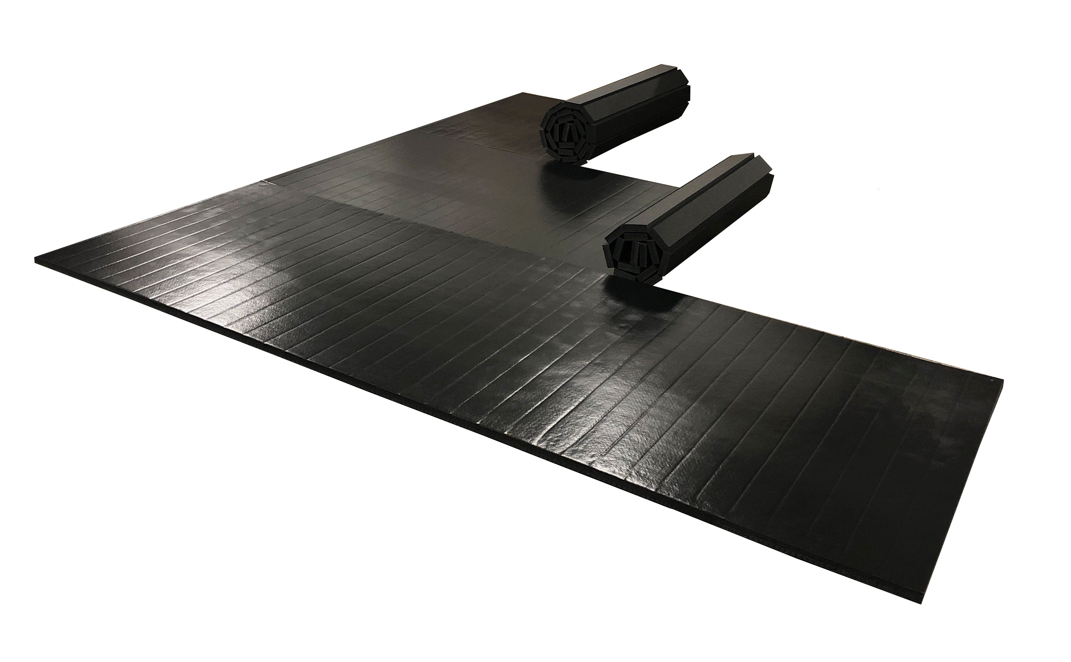 black roll up martial arts mat