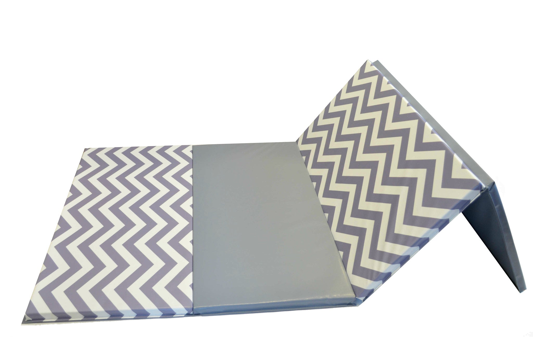 8' folding gymnastics mat chevron gray white