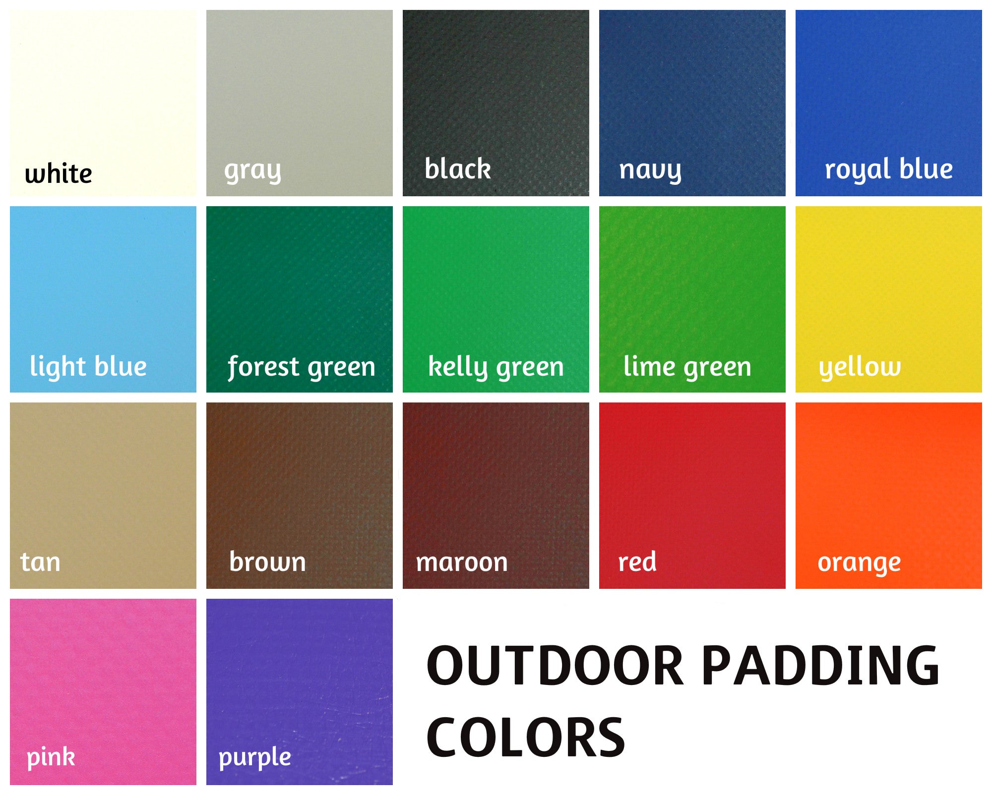 Outdoor padding color chart