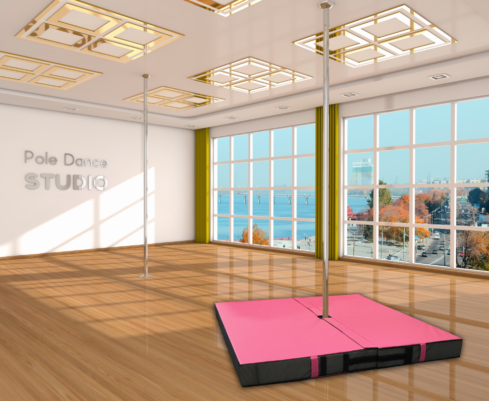 Pink pole dance fitness mat