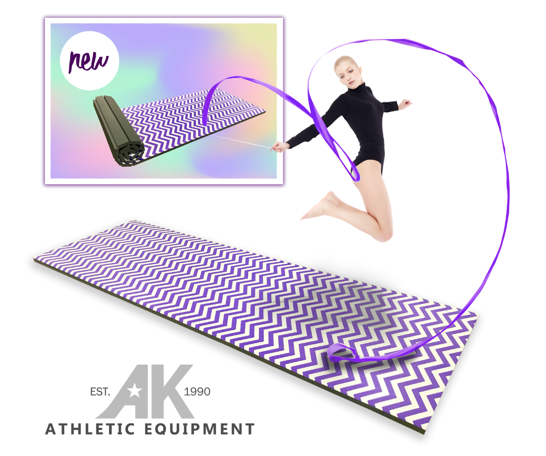 Roll Up Chevron Zigzag 4' x 12' x 1 ⅜" Advanced Level Gymnastics Mat