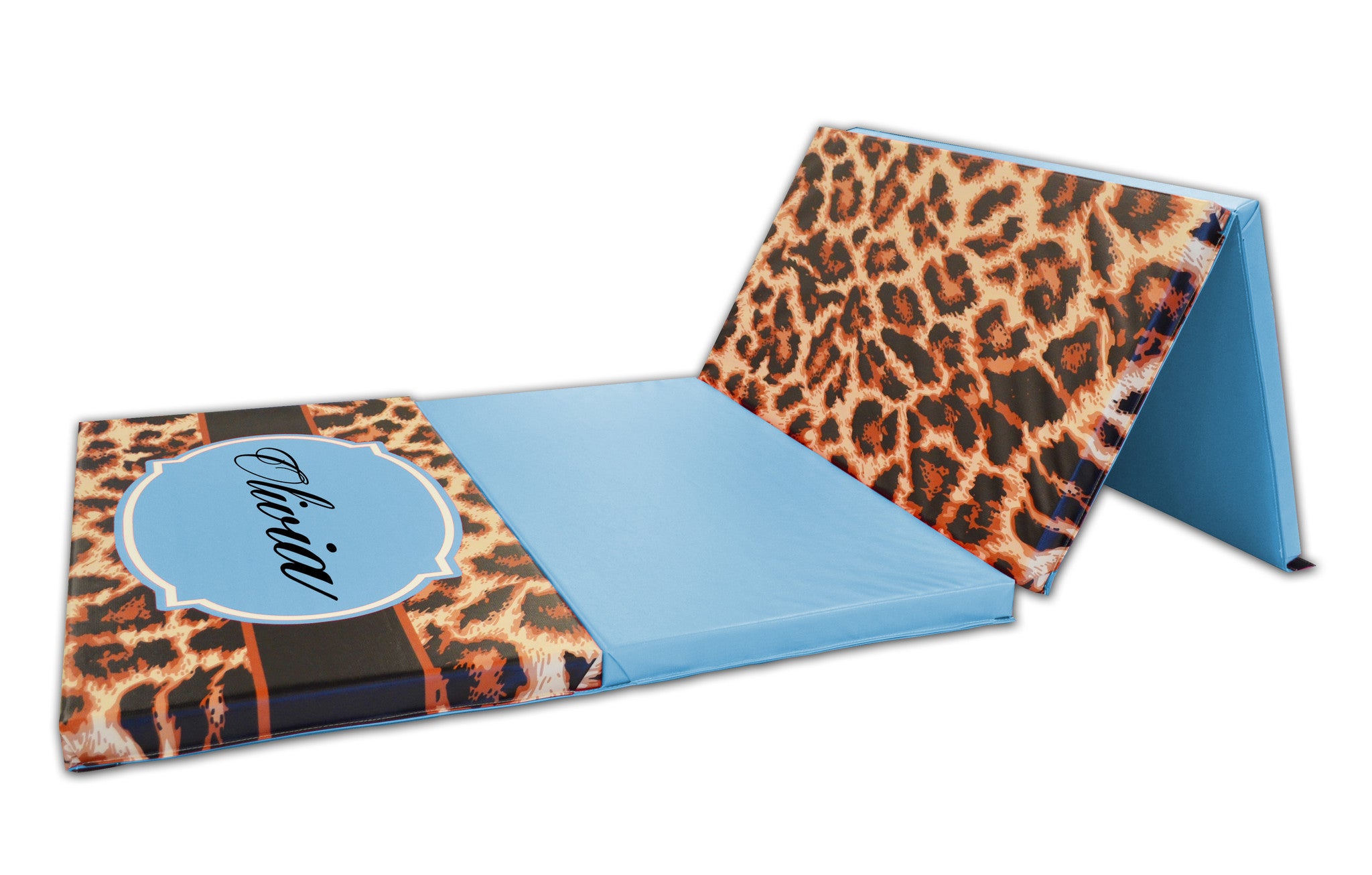 Leopard Print Monogram 4' x 8' Folding Gymnastics Mat