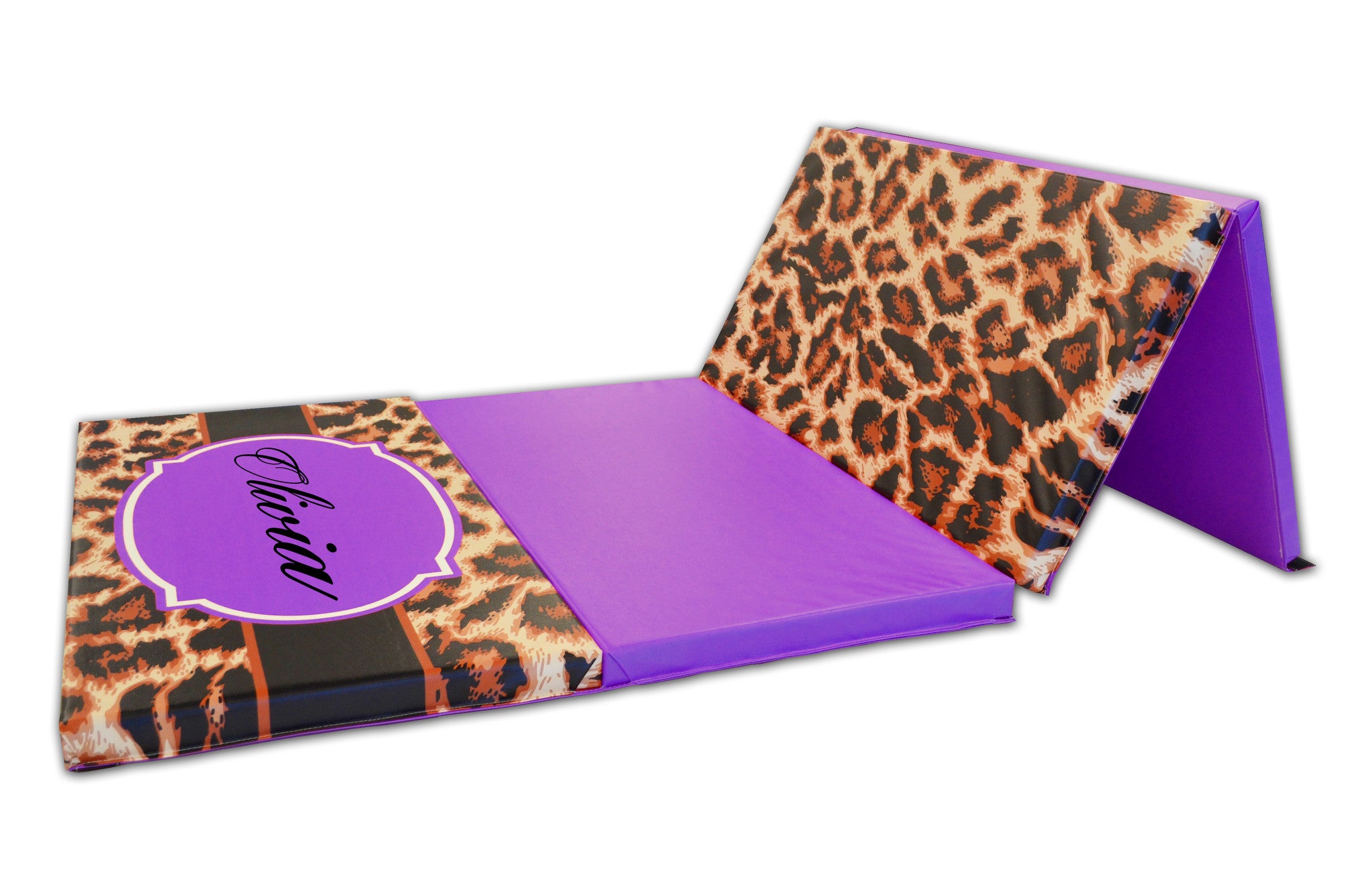 Leopard Print Monogram 4' x 8' Folding Gymnastics Mat