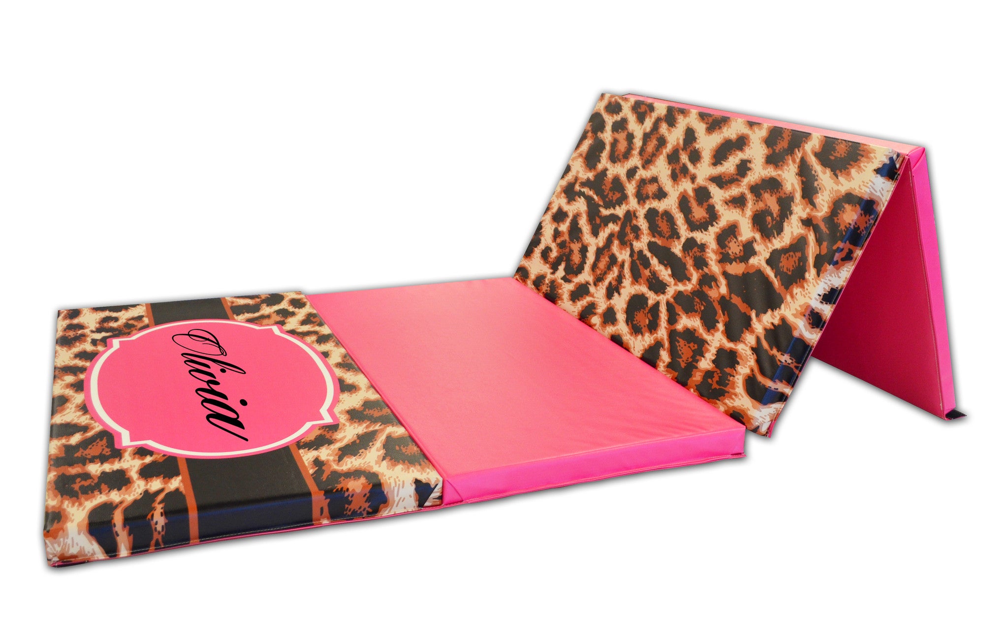 Leopard Print Monogram 4' x 8' Folding Gymnastics Mat