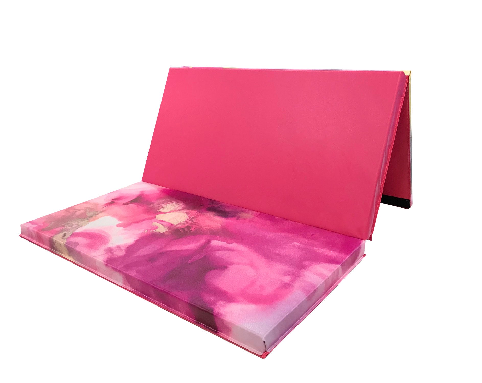 Pink Watercolor 4' x 6' x 2" Intermediate Level Folding Gymnastics Mat