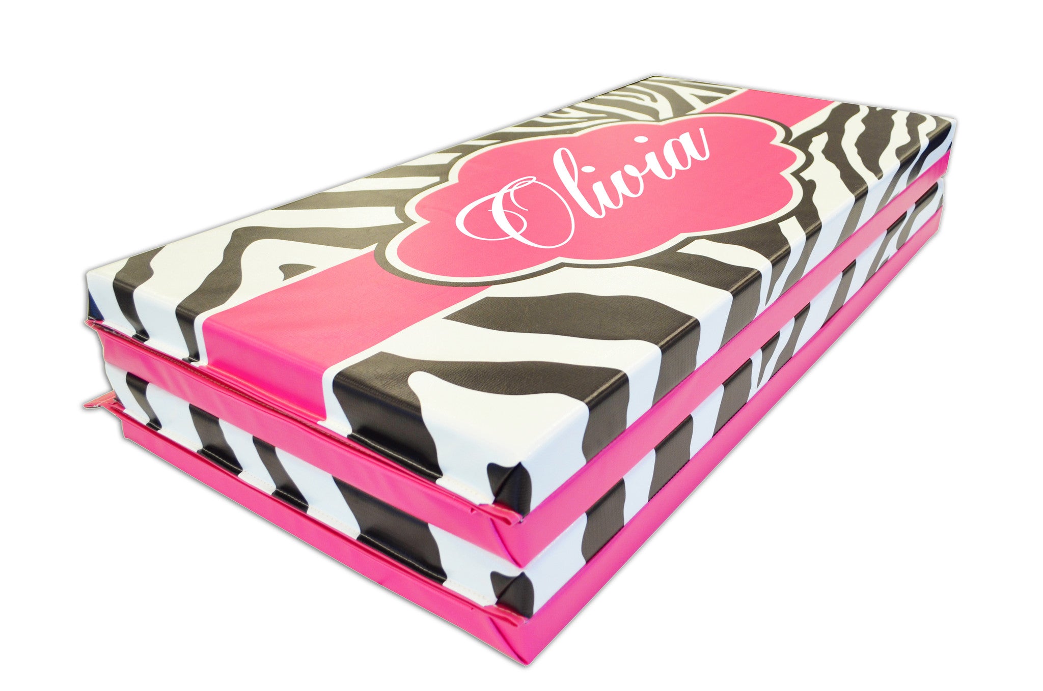 Zebra Print Monogram 4' x 8' Folding Gymnastics Mat