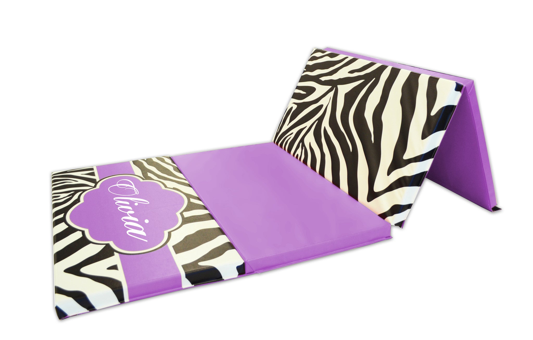 Zebra Print Monogram 4' x 8' Folding Gymnastics Mat