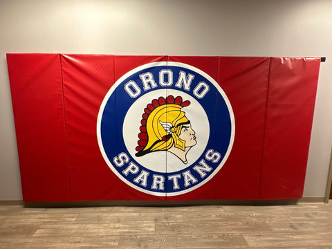 Clearance Digitally Printed 6' x 12' x 2" Removable Folding Gym Wall Pad- Spartans Logo