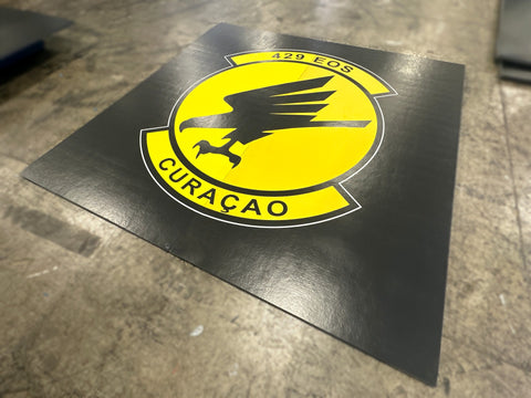 Clearance 56" x 16' x 1 3/8" Roll-Up Wrestling Mat - Remnant Curacao Logo