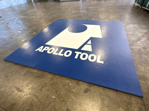 Clearance 12' x 12' x 1 3/8" Roll-Up Wrestling Mat - Blue with Apollo logo