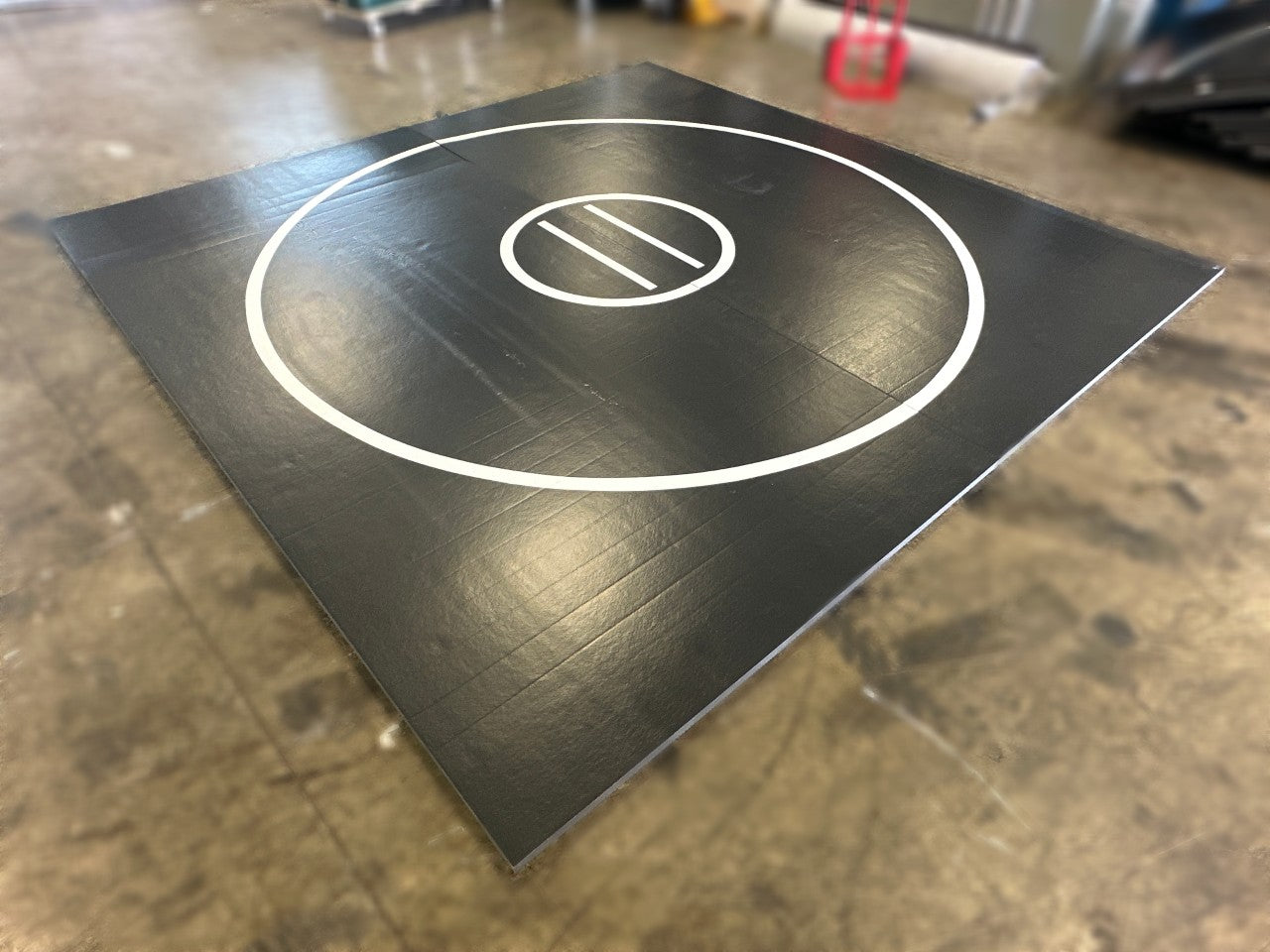 Clearance Wrestling Mat 12' x 12' x 1 3/8" Roll-Up Mat Black with White Circles-slightly damaged