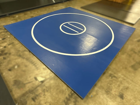Clearance Wrestling Mat 12' x 12' x 1 3/8" Roll-Up Mat Blue with White Circles