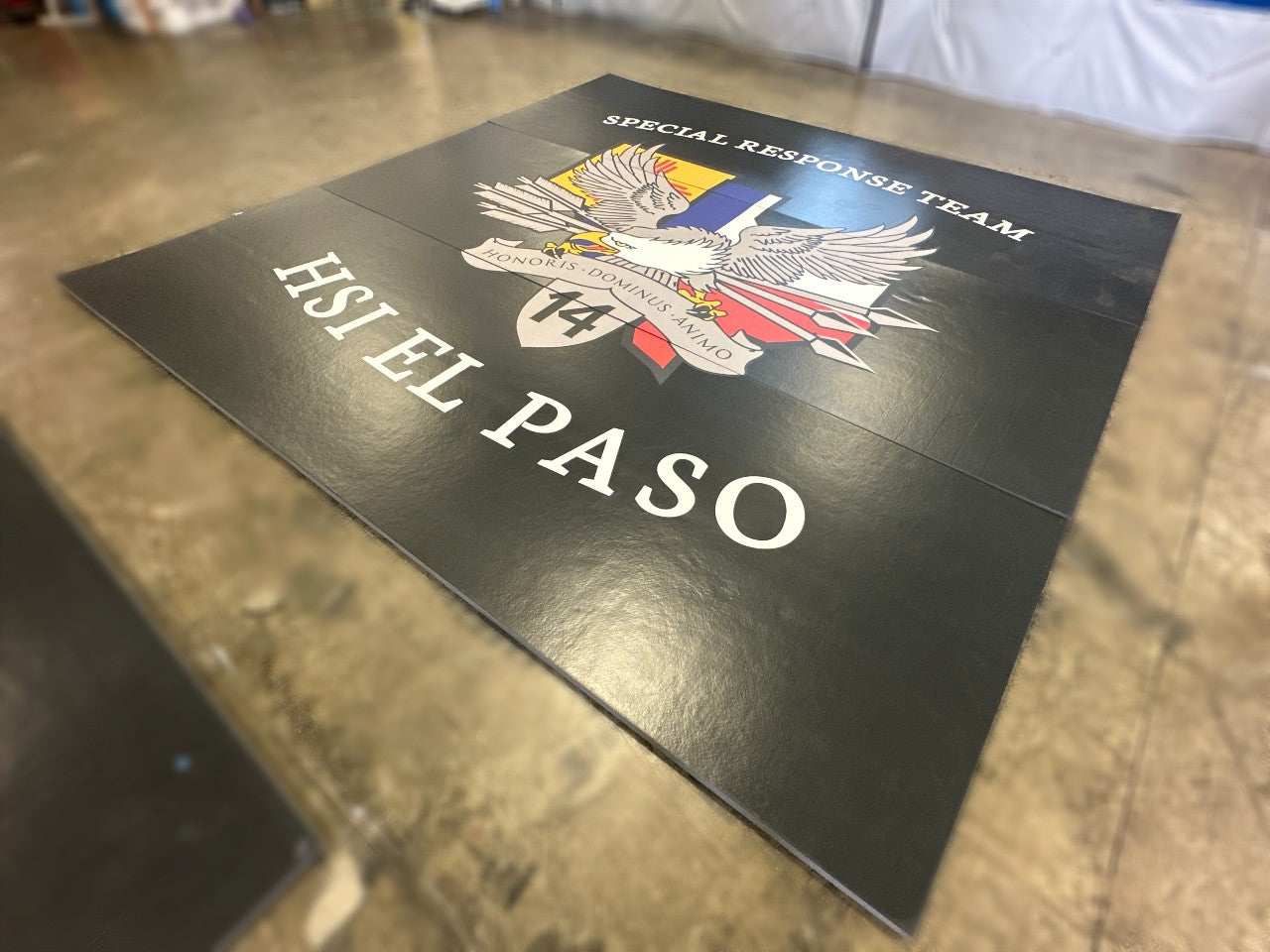 CLEARANCE 14' x 14' x 1 3/8" Roll Up Wrestling Mat - Black with El Paso logo