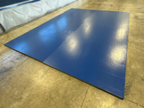 Clearance 16' x 12' x 1 5/8" UltraShock Roll-Up Wrestling Mat - Blue with no circles or lines