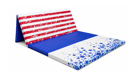 Red White and Blue 4' x 6' x 2" Intermediate Level Folding Gymnastics Mat