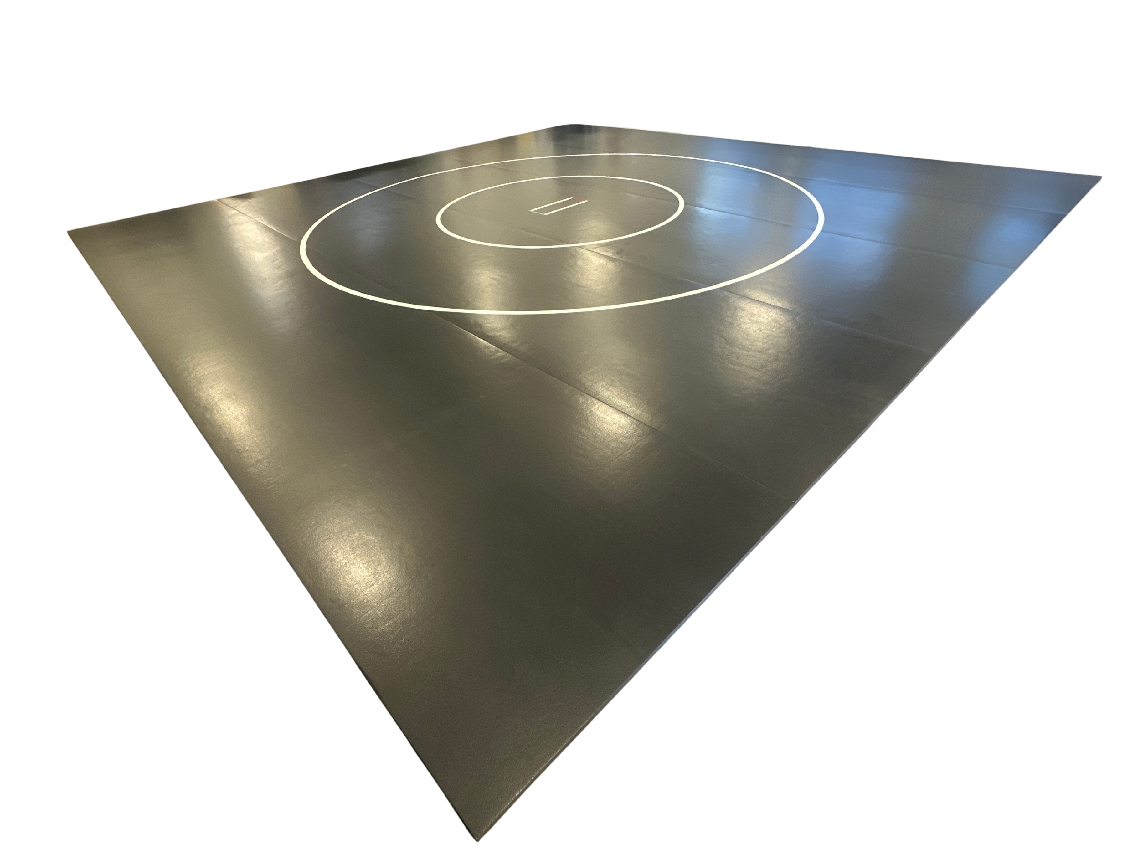 Clearance 30' x 30' x 1 3/8" Roll-Up Wrestling Mat -Black Mat with White Circles and Lines