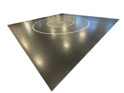 Clearance 30' x 30' x 1 3/8" Roll-Up Wrestling Mat -Black Mat with White Circles and Lines