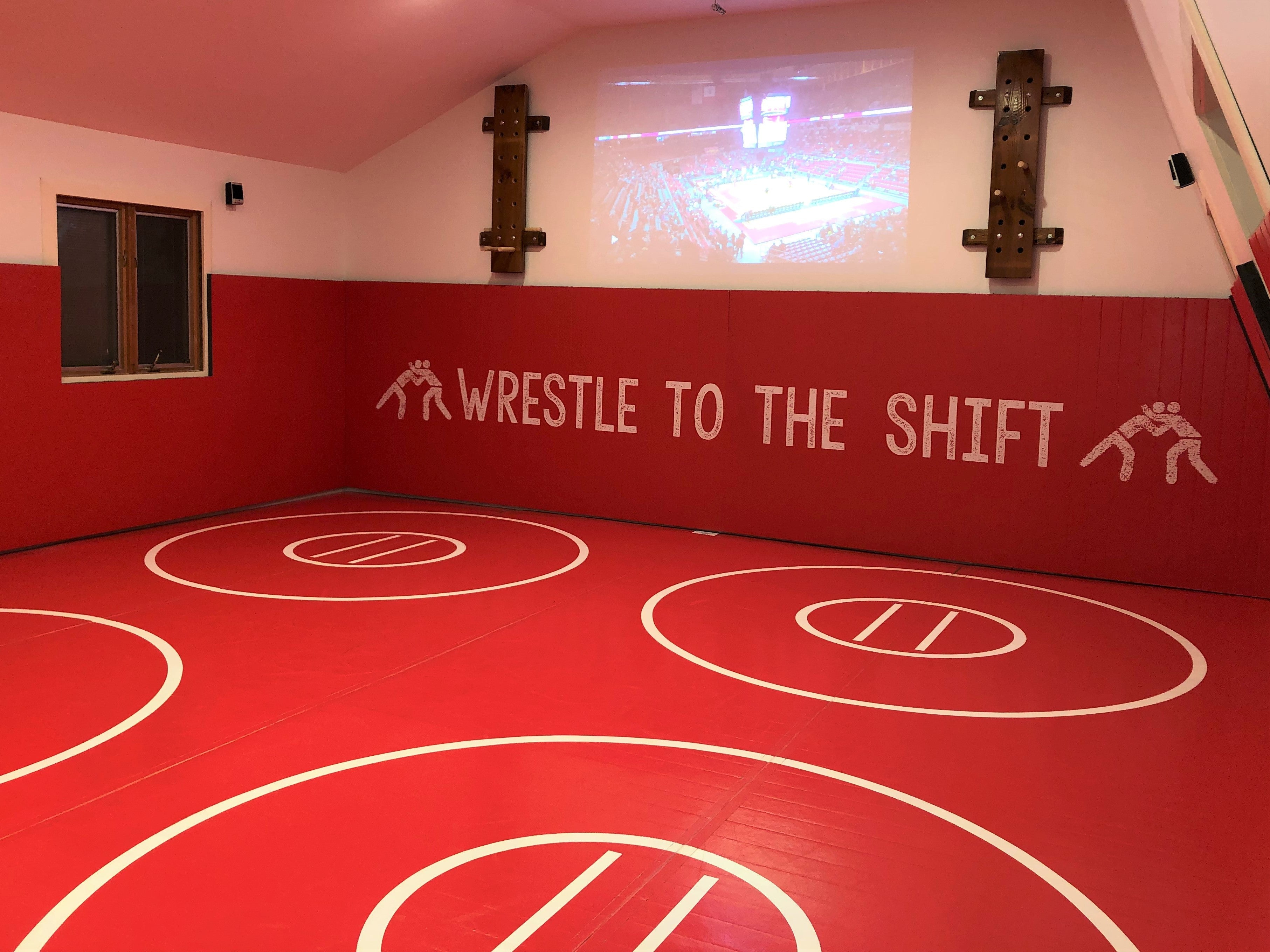 DIY Home wrestling room wall safety mats, gym wall padding, printed logo gym wall padding, gymnasium wall padding, wall pads, gym pads, gym wall pads