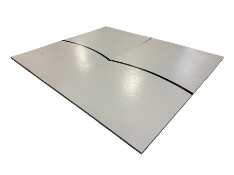 Clearance 10' x 12' x 1 3/8" Roll-Up Wrestling Mat - Grey Mat with Black Circle Segments