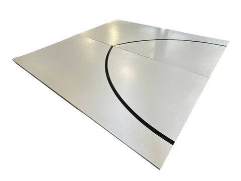 Clearance 12' x 12' x 1 3/8" Roll-Up Wrestling Mat - Grey Mat with Black Circle Segments