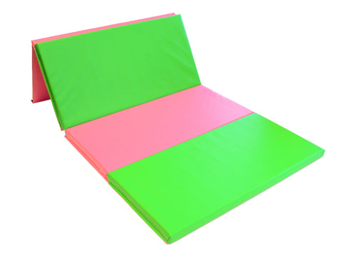 CLEARANCE Custom 40" x 80" x 2" Intermediate Level Folding Gymnastics Mat- Pink/Green