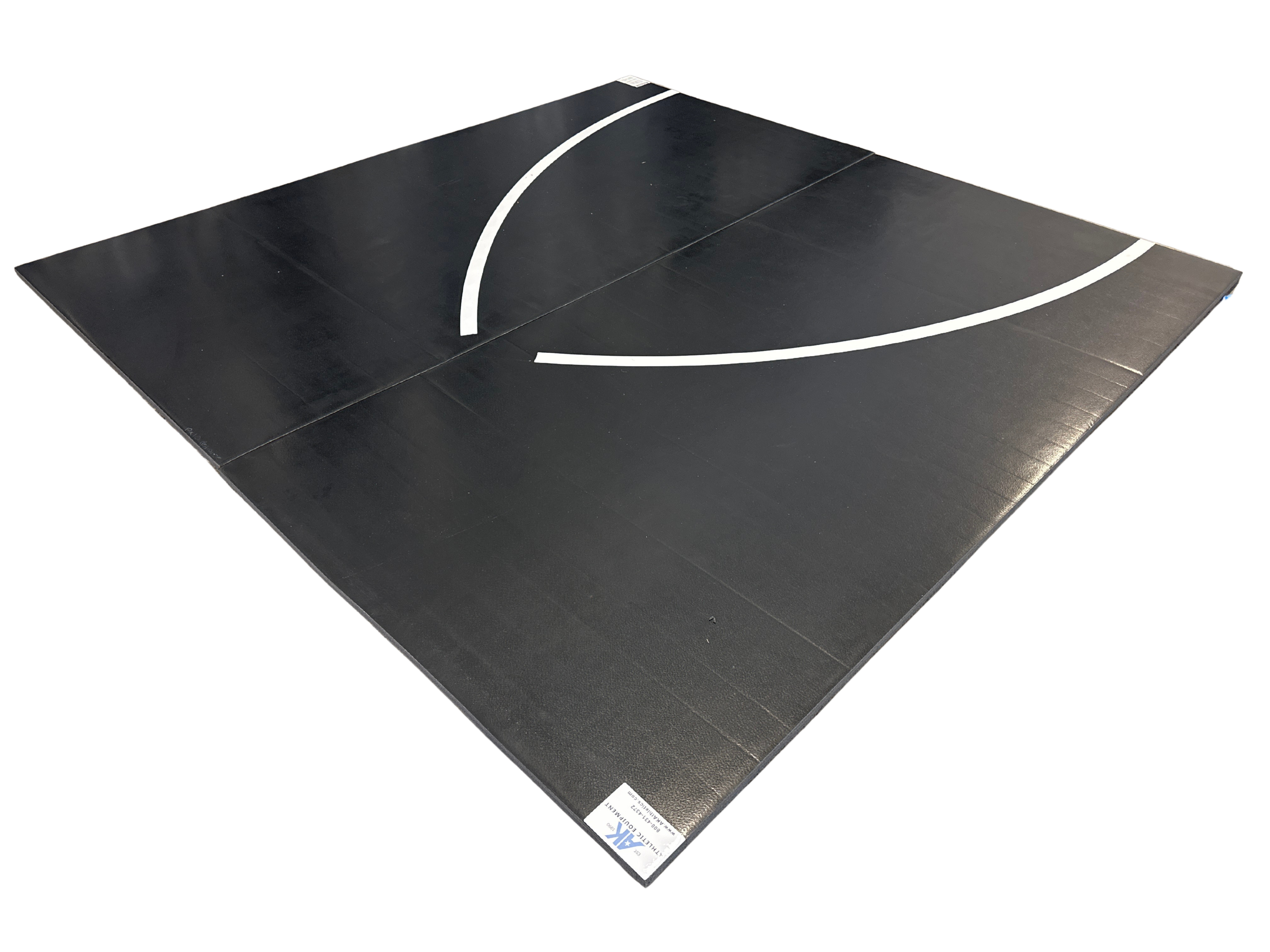 Clearance 10' x 10' x 1 3/8" Roll-Up Wrestling Mat - Black Mat with White Circle Segments