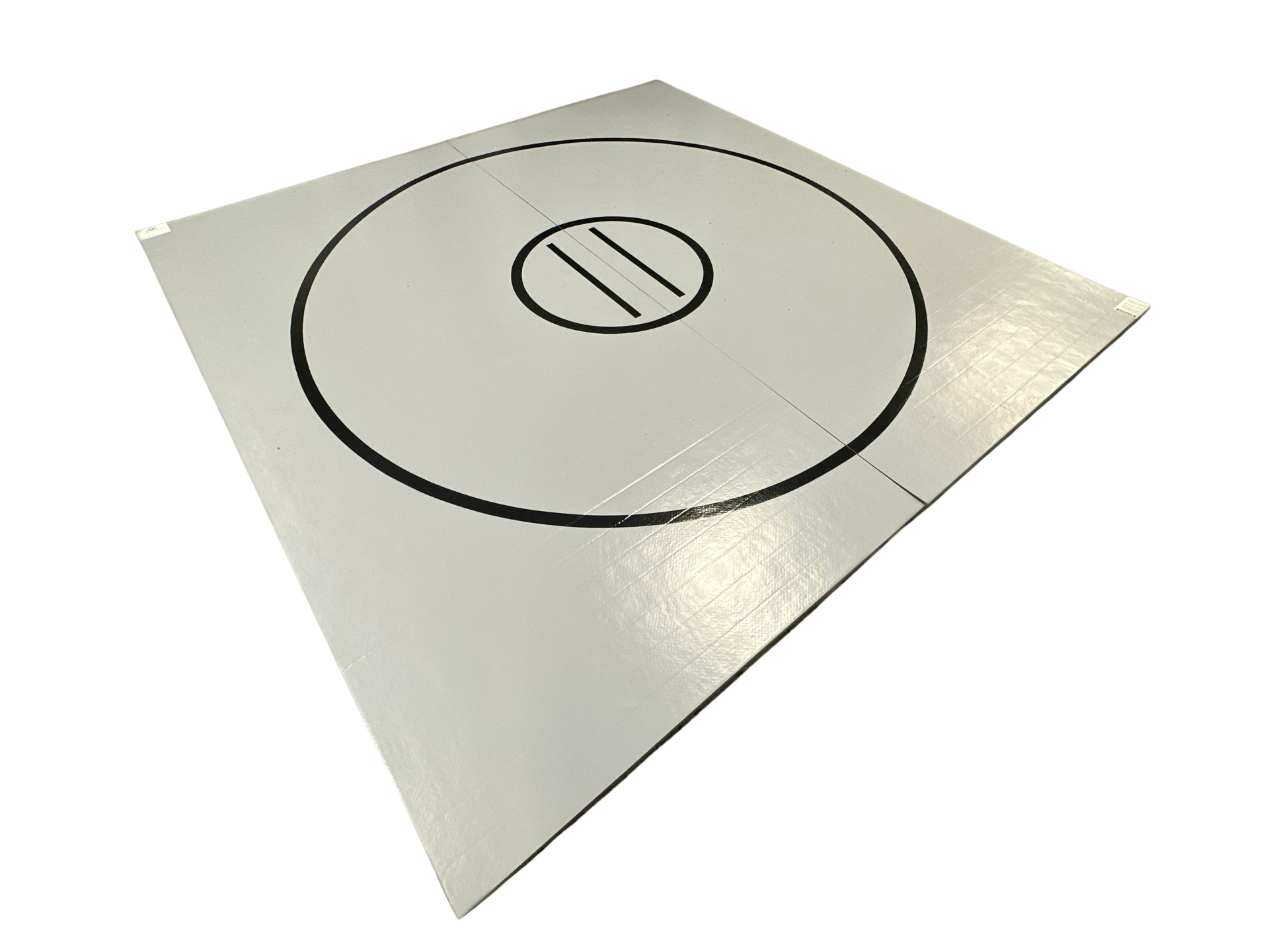 Clearance 12' x 12' x 1 3/8" Roll-Up Wrestling Mat - Grey mat with Black Circles and Lines