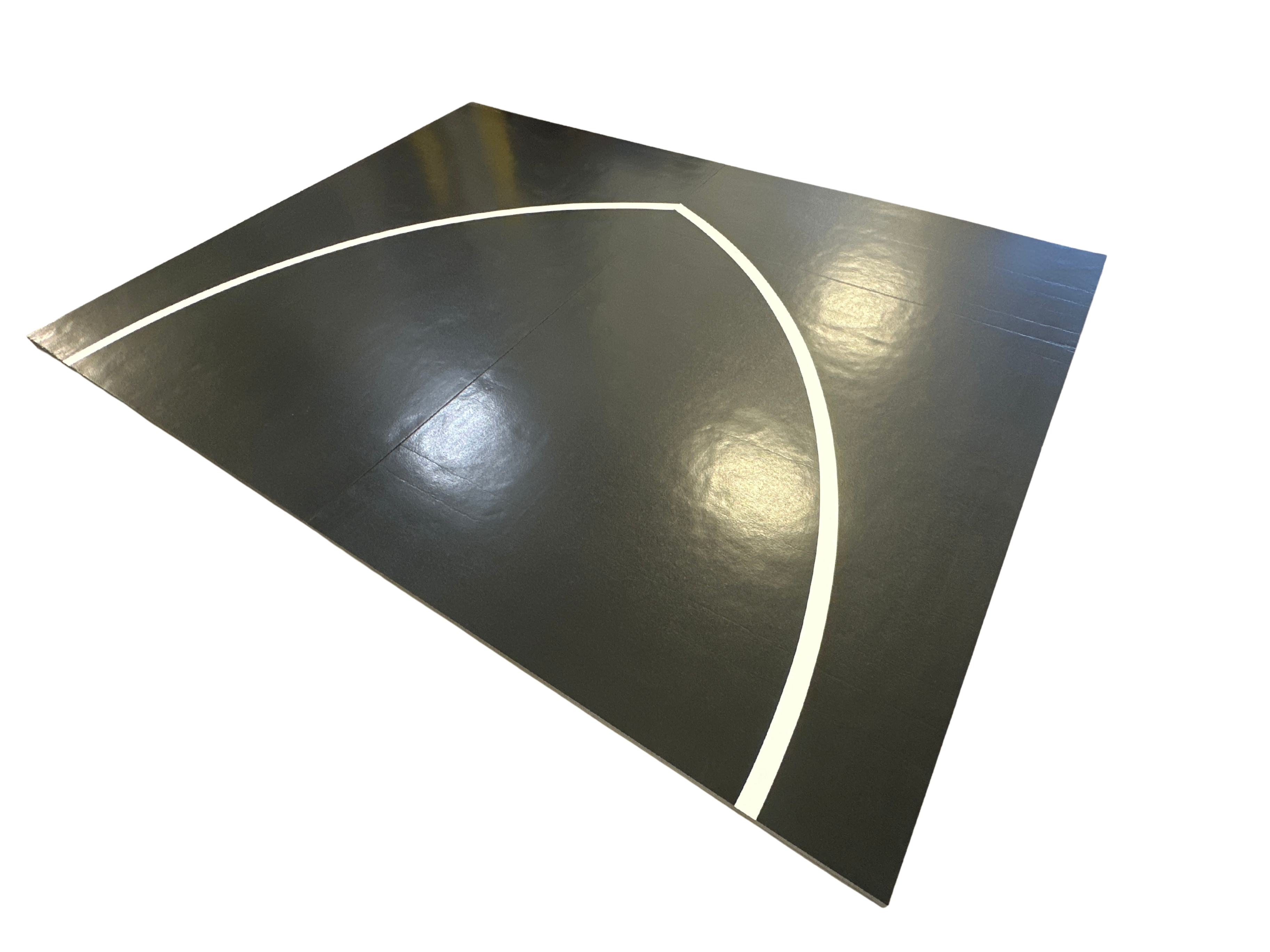 Clearance 9' x 12' x 1 5/8" UltraShock Roll-Up Wrestling Mat -Black Mat with White Circle Segments