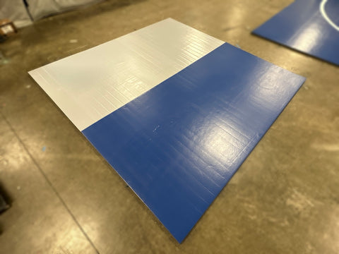 Clearance 10' x 10' x 1 3/8" Roll-Up Wrestling Mat Grey AND Blue