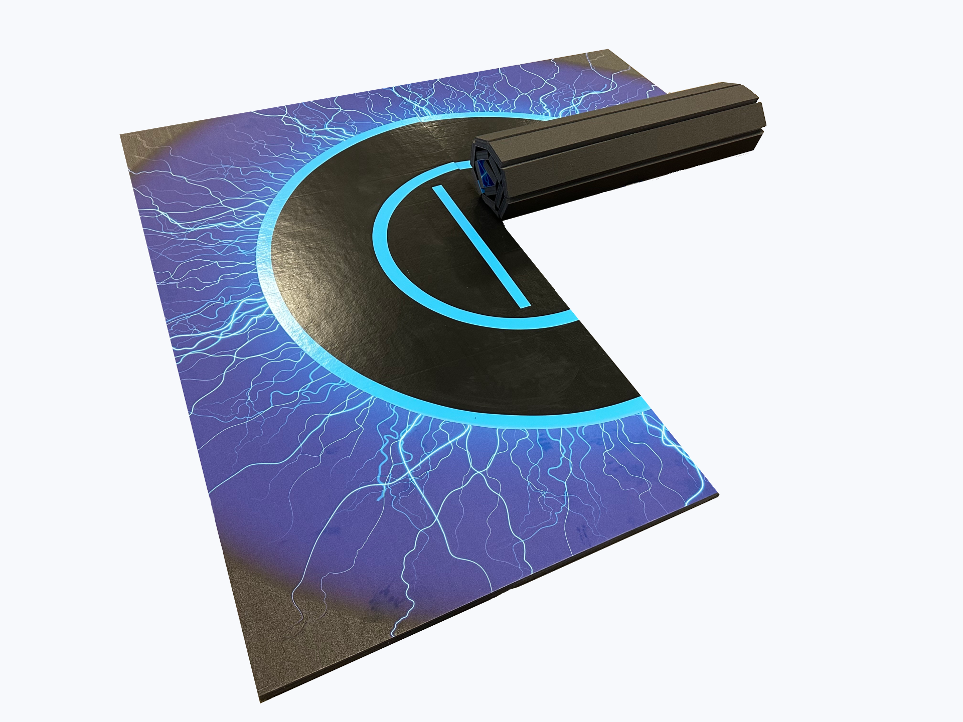 Lightning Digitally Printed 8'x8'x1.38" Roll-Up Wrestling Mat