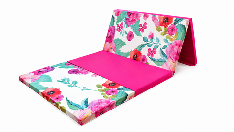 Spring Floral 4' x 8' x 2" Intermediate Level Folding Gymnastics Mat