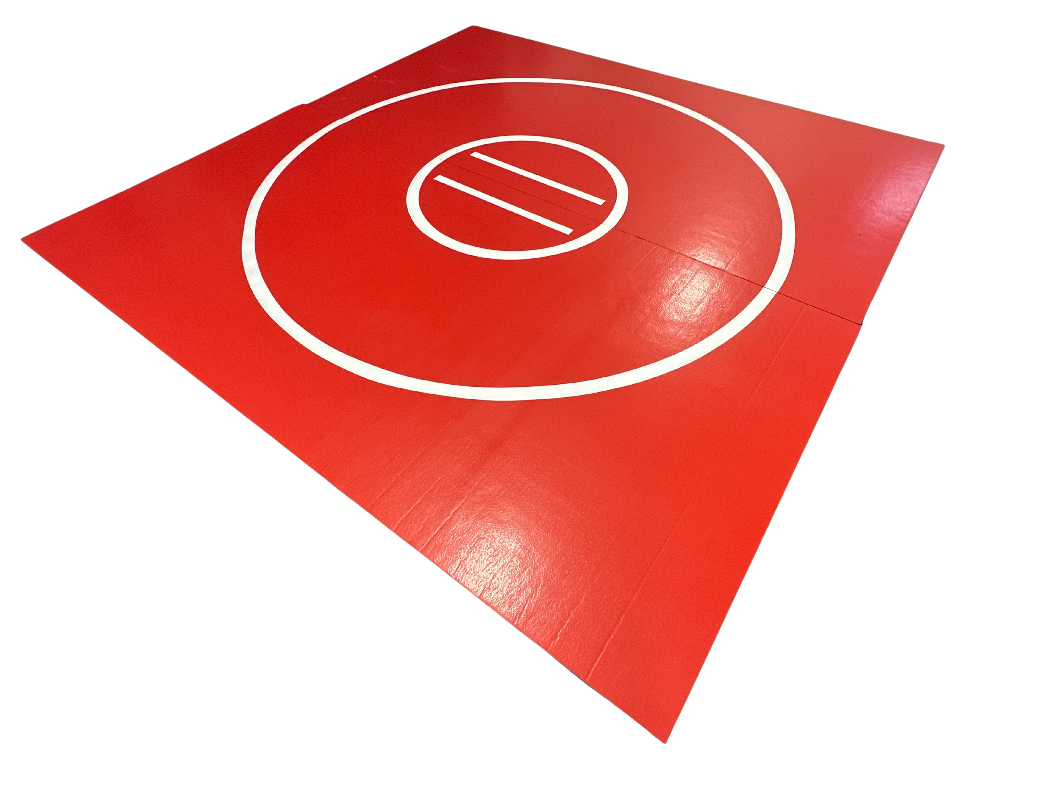Clearance 10' x 10' x 1 3/8" Roll-Up Wrestling Mat - Red Mat with White Circles and Lines