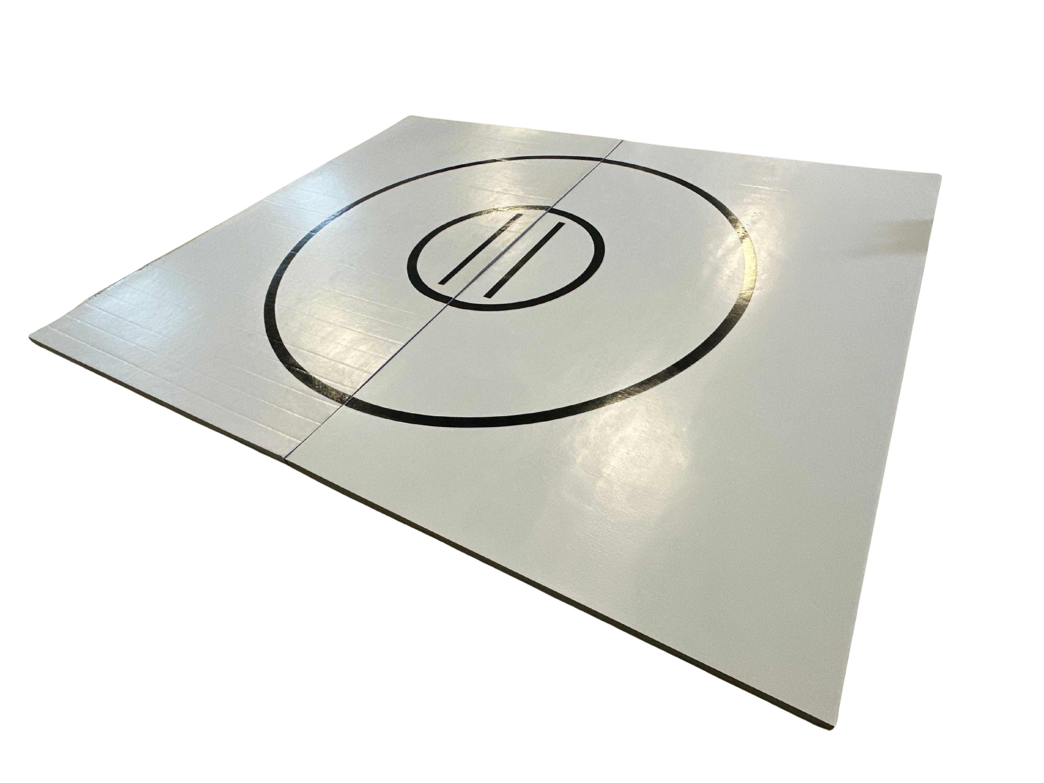 Clearance 10' x 12' x 1 5/8" UltraShock Roll-Up Wrestling Mat -Black Mat with Grey Circles and Lines