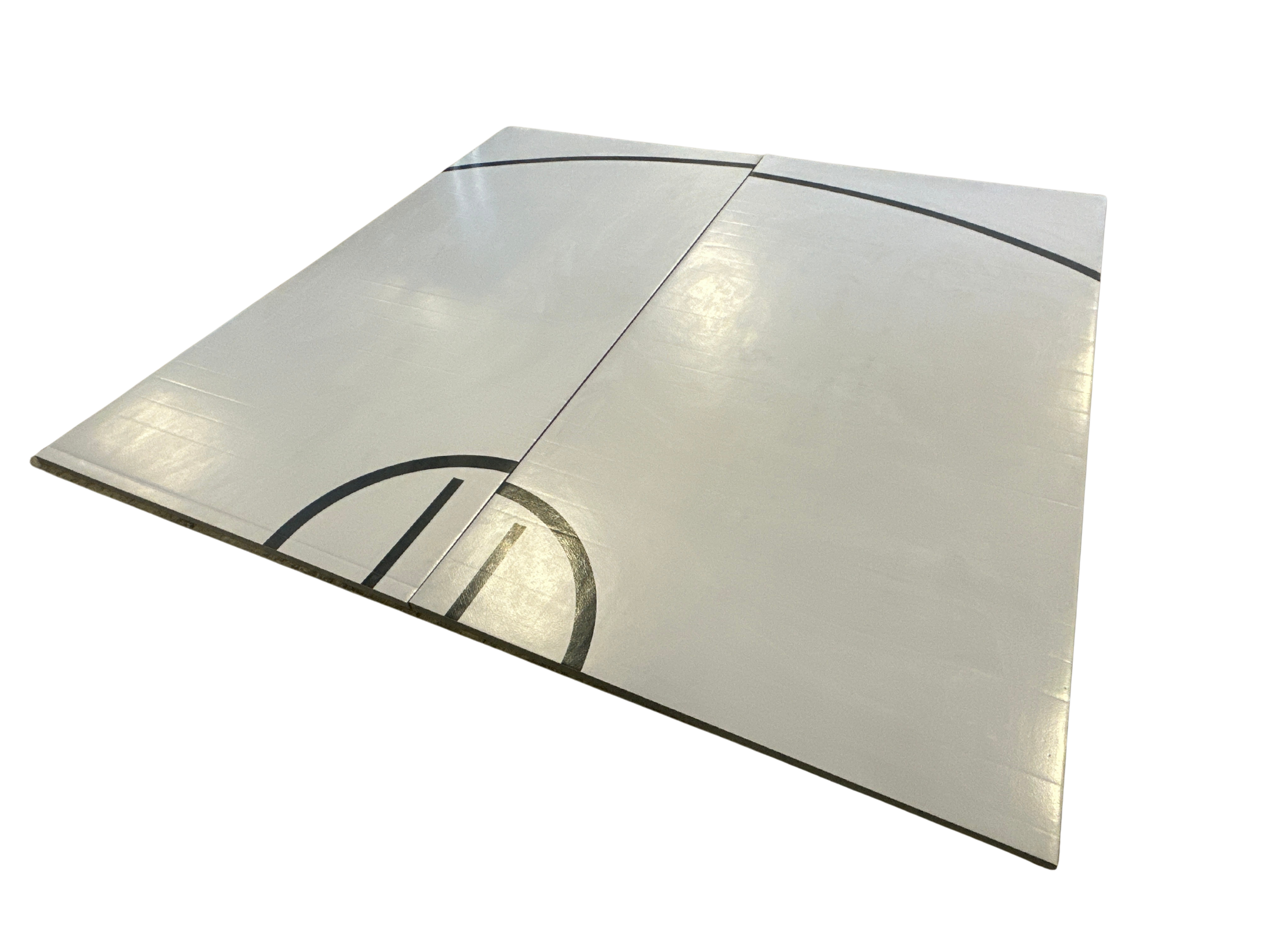 Clearance 119" x 114" x 1 3/8" Roll-Up Wrestling Mat - Grey Mat with Black Circle Segments